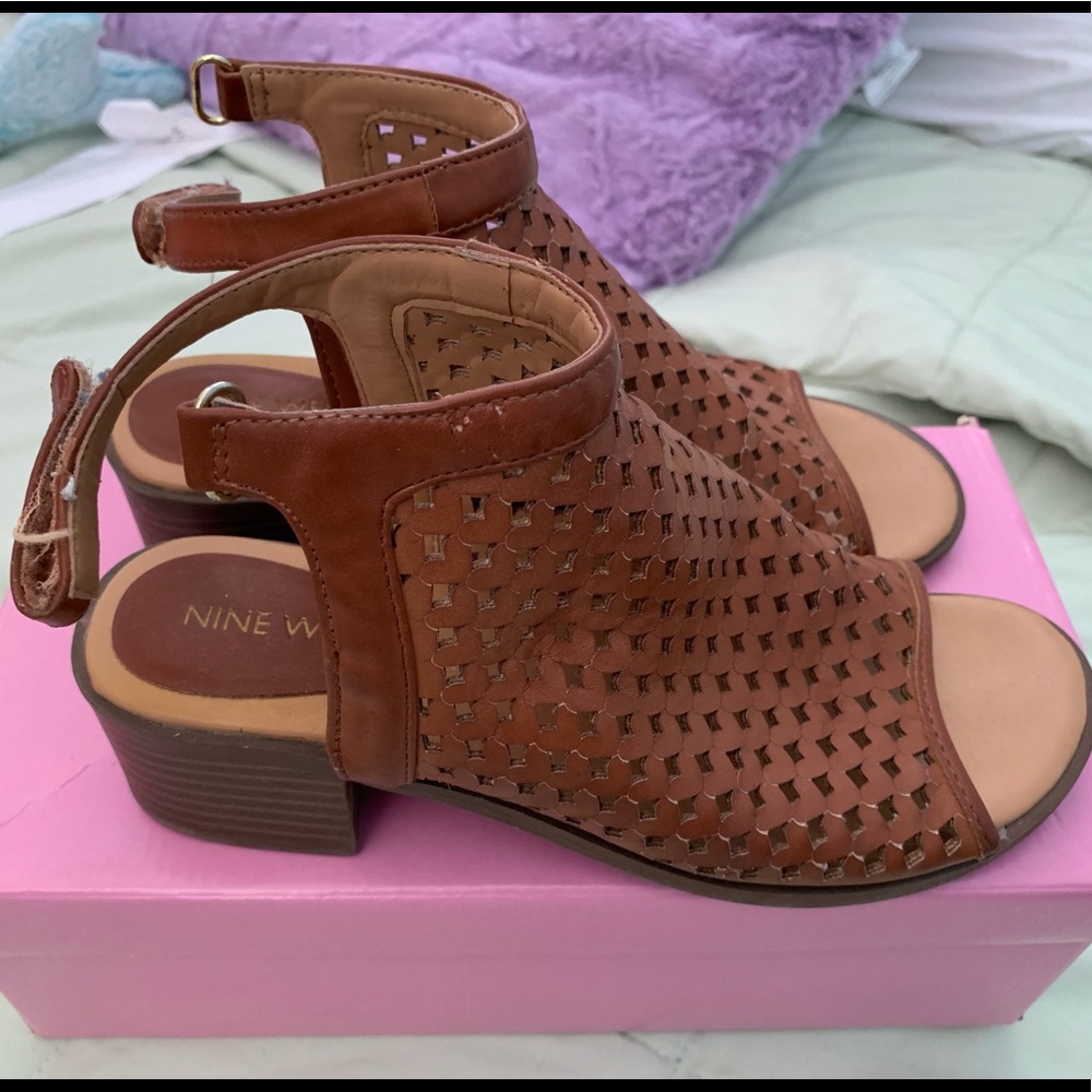 Girls tan heels nine west